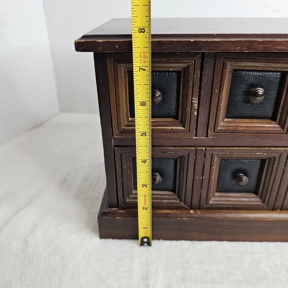 Vintage Wood 4 Drawer Tabletop Armoire/Dresser Style Jewelry Music Box
